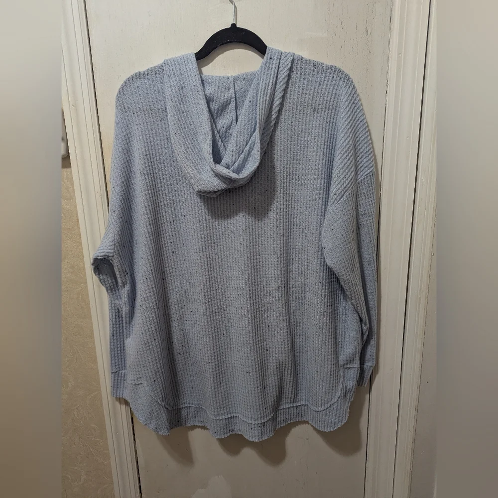 The Sweatshirt Project 2XL Thermal Light Blue Hooded Sweater with Button Detail - Picture 6 of 6